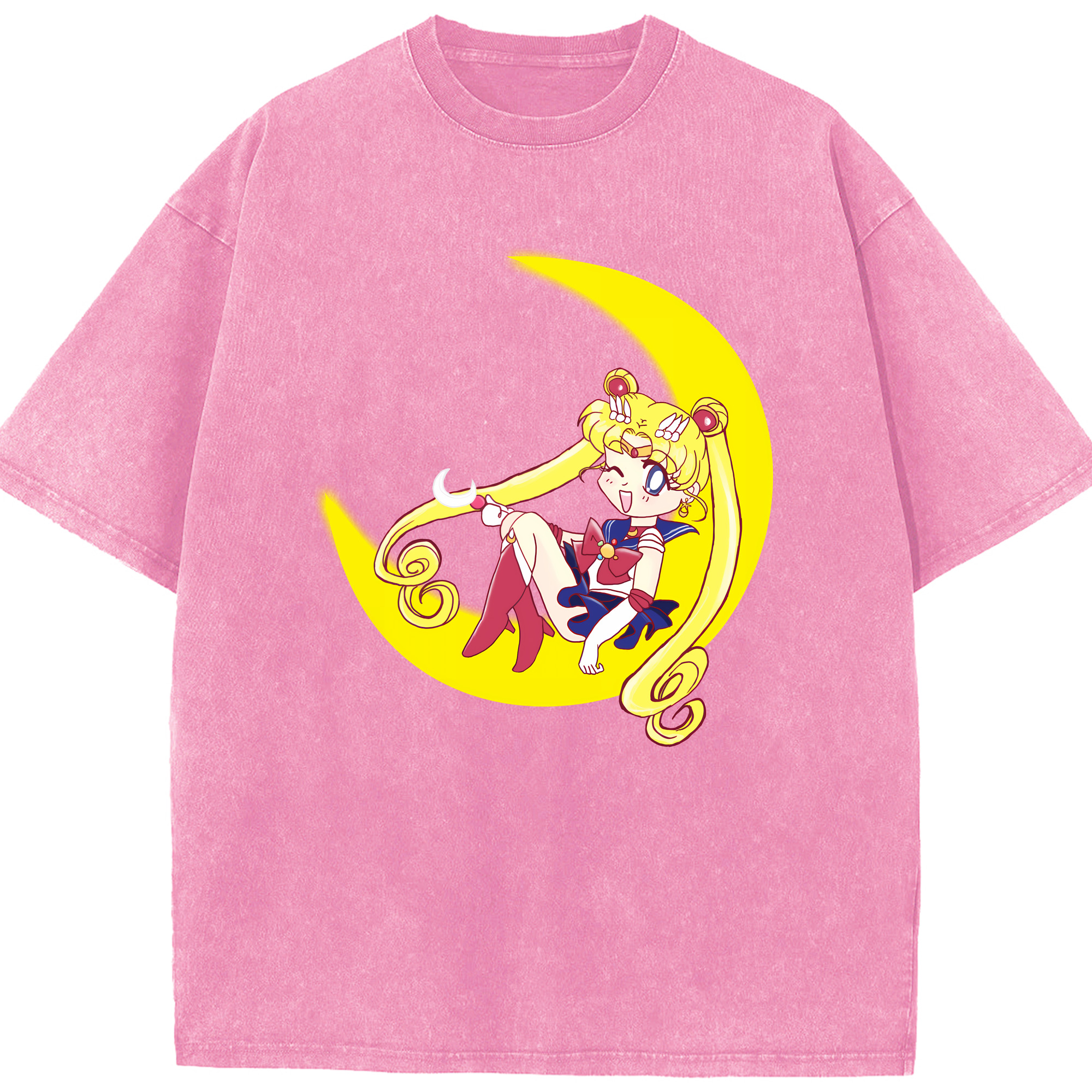 （画像用） 美少女戦士セーラームーン 月野 うさぎ つきの うさぎ Sailor Moon Tsukino Usagi 綿100% ヴィンテージ風 半袖Tシャツ（フロントプリント）